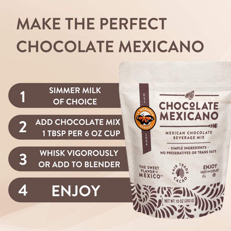 Mexican Hot Chocolate, 10 Ounce (Pack of 2), Authentic Mexican Style Hot Chocolate Mix with Organic Cacao Beans and Cinnamon by La Monarca Bakery - Image 3